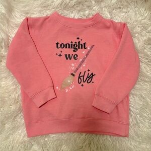 Pink Kids Sweatshirt with Fun Witch Graphic Halloween